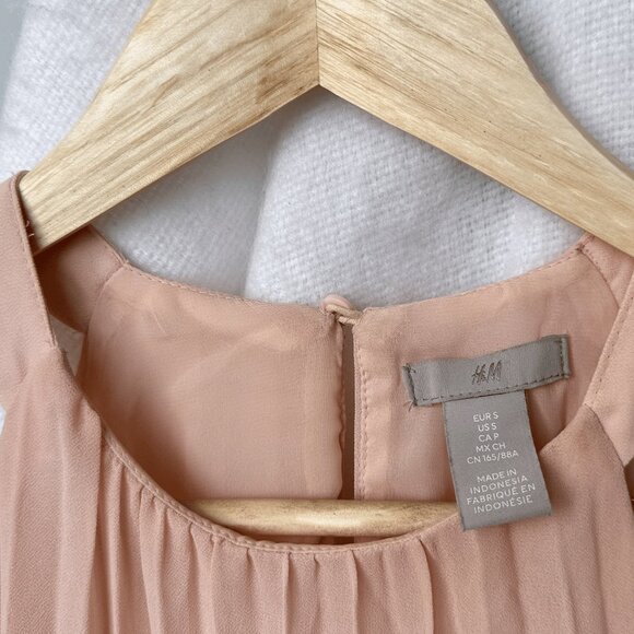 H&M Peach Pleated Dress with Fringed Hem Size S - Picture 5 of 5